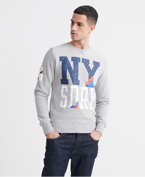 Superdry SDQB High NY Crew Férfi Pulóver Szürke | IRDVA7325